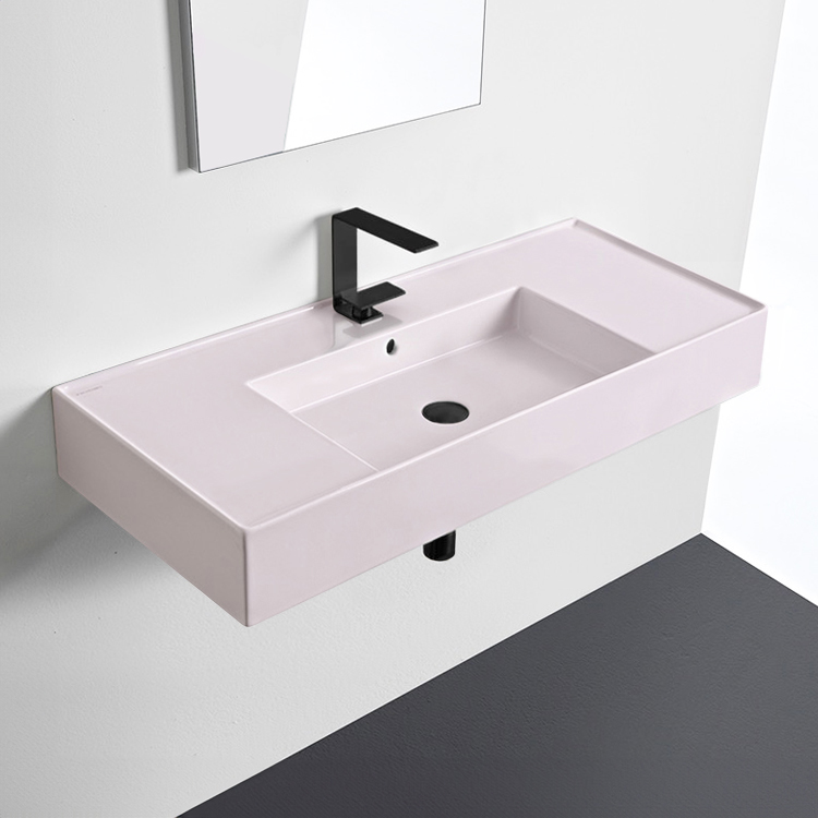 Scarabeo 5124-54 Pink Bathroom Sink, Ceramic